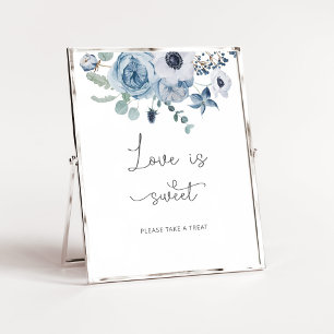 Poster Azul empoeirado floral O amor é doce aproveite um