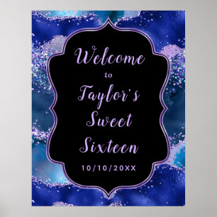 Poster Azul Escuro Agate do Oceano Roxo Doce Dezesseis Bo