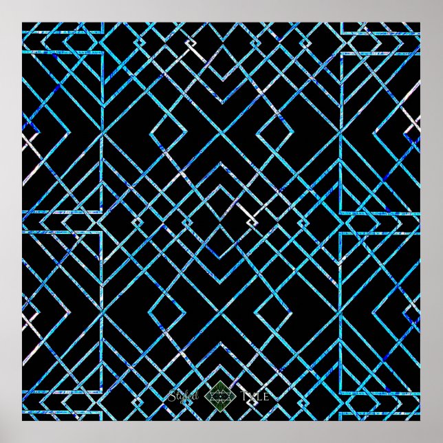 Pôster Azul Espelhado em Preto (Frente)