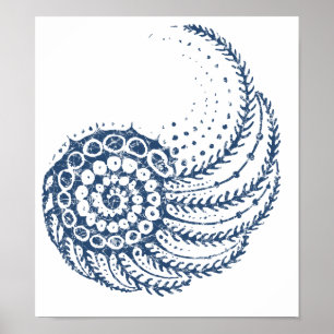 Pôster Azul espiral orgânico