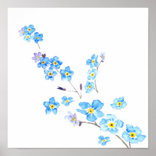 Poster azul esqueça-me de não pintar aquarela
