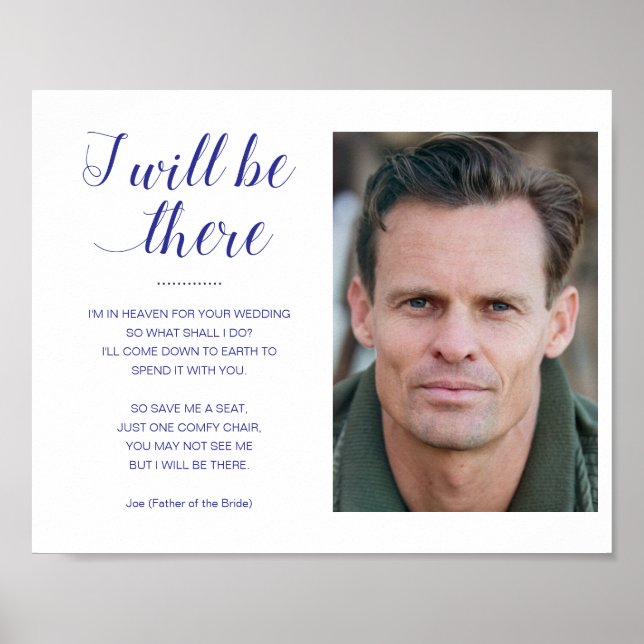 Poster Azul Estarei Lá Com Memorial De Foto Casamento (Frente)