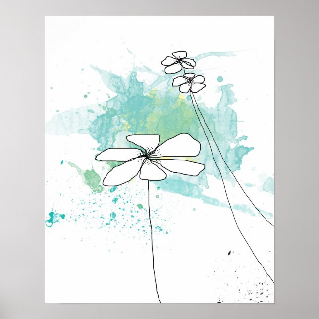 Poster azul Floral (Frente)
