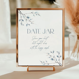 Poster Azul Floral de inverno Data Botânica Jar