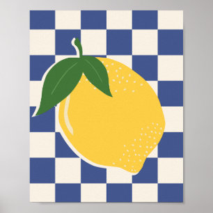 Poster Azul-Fruta retroativo da placa de limão