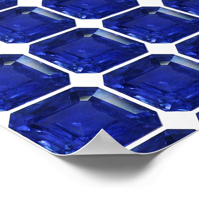 Poster Azul Gemstone Sapphire Quadrado (Borda)