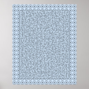 Poster Azul Hexágono Maze