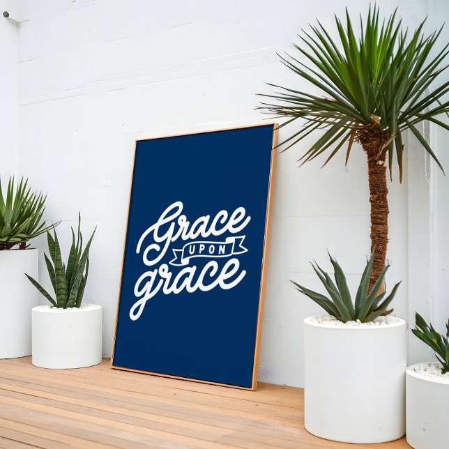 Poster Azul Marinho Graça cristã sobre graça (Criador carregado)