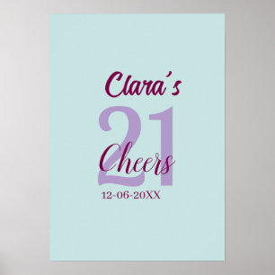 Poster azul mauve saúde 21º aniversário adicionar nome da