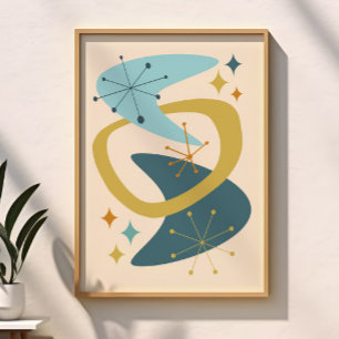 Poster Azul meio século de idade atômica 7, mostarda