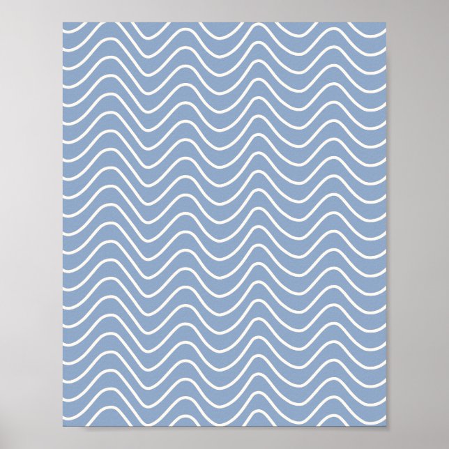 Poster Azul-padrão-chave da linha mínima (Frente)
