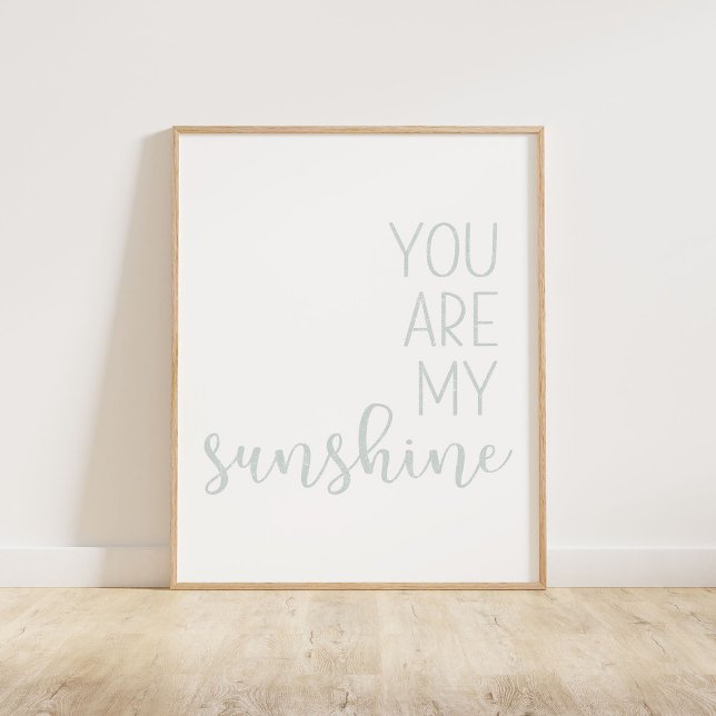 Poster Azul Pastel Mudado Você É Meu Sol (You Are My Sunshine, a minimalist typography quote in a muted pastel blue distressed texture)