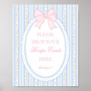 Poster Azul Pastel Vintage Floral Chique Compartilhe uma 