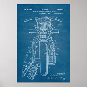 Poster Azul Patente de motociclos