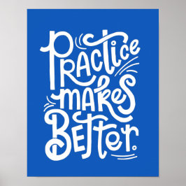 Pôster Azul Personalizável Prática Torna Melhor