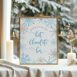 Poster Azul prata Quente no bar de chocolate quente