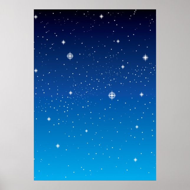 Poster Azul profundo céu noturno estrelado (Frente)