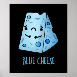 Poster Azul Queijo Engraçado Comida Arma Escuro BG
