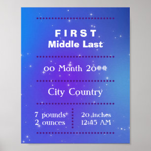Poster Azul roxo de bebê recém-nascido personalizável