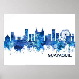 Poster Azul Skyline Guayaquil Equador
