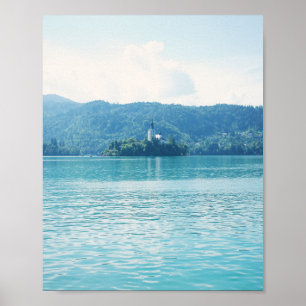 Poster Azul Slovenia da montanha do lago photography da