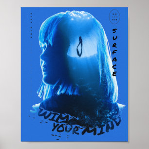 Poster Azul Surreal Menina Subaquática Oceano Dupla Expos