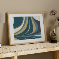 Azul Teal e Arte Moderna Elegante Dourada