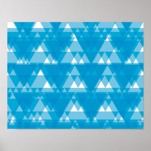 Poster Azul, triângulos sobrepor legal, modernos, na mod