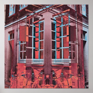 Poster Azul vermelho vitrine reflexo da arte digital