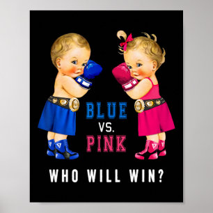 Poster Azul Vs Rosa Boxing Bebês Sexo Partido S