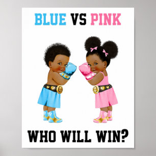Poster Azul Vs Rosa Quem Vencerá Tema de Boxe Revelação d