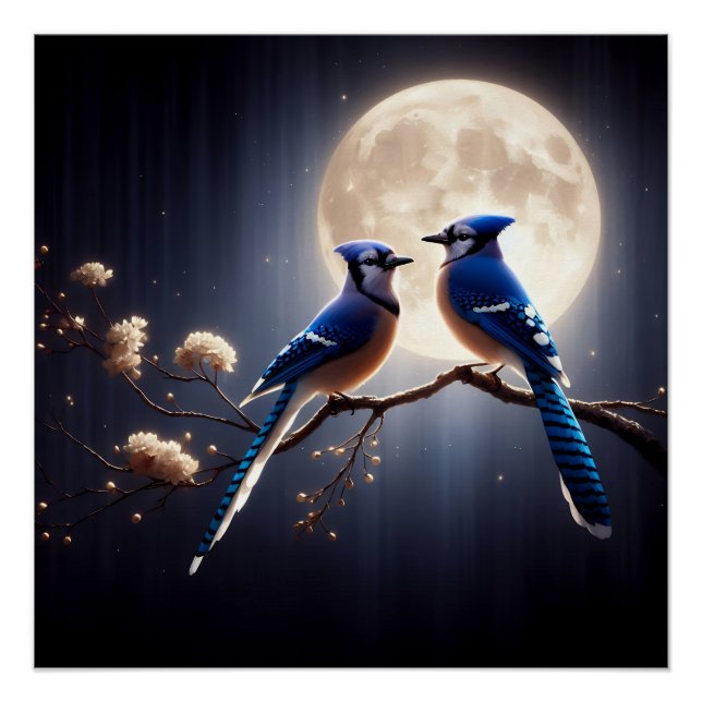 Pôster Azul Whisper – Pássaro Canoro Tranquilo da Florest (Frente)