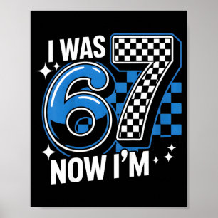 Poster Azul xadrez era 6 7 engraçado 67 meninos de aniver