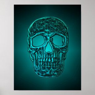Poster Azuleite Gótico Legal Assustador Verde Azul