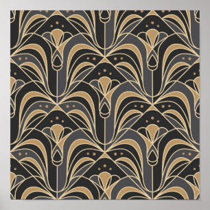 Poster Azulejo Arte Deco Floral. Flor Bluebell