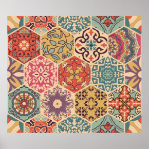 Poster Azulejo colorido sem emendas com Islã, Árabe