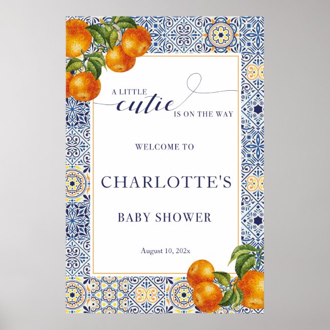 Poster Azulejo de boas-vindas para chá de bebê Little Cut (Frente)