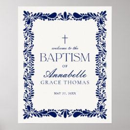 Poster Azulejo de Talavera Espanhol Fiesta Baptism Bem-vi