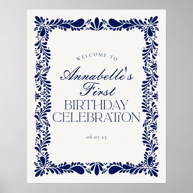 Poster Azulejo de Talavera Espanhol Fiesta Birthday Bem-v (Frente)