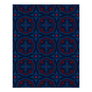 Pôster Azulejo decorativo padrão floral 