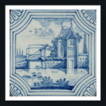 Poster Azulejo Delft mostrando uma ponte de levante sobre<br><div class="desc">Imagem:56463 azulejo Delft mostrando uma ponte de lança sobre um canal,  século 19. Escola Holandesa,  (século XIX). Coleção Privada,  A Coleção Stapleton. Arte,  Bela Arte.</div>