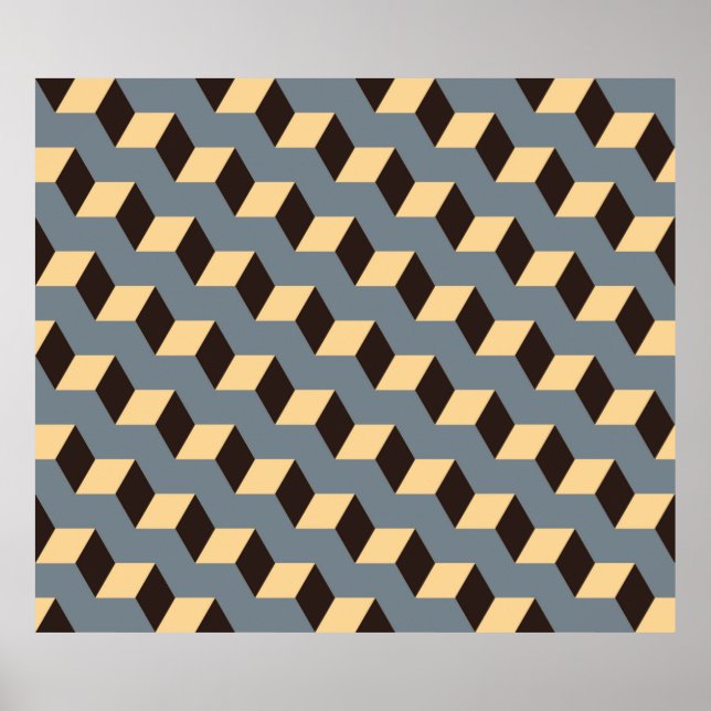 Poster azulejo geométrico sem costura com escadas cúbicas (Frente)