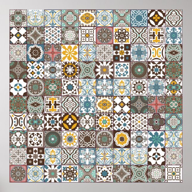 Poster Azulejo marroquino colorido (Frente)