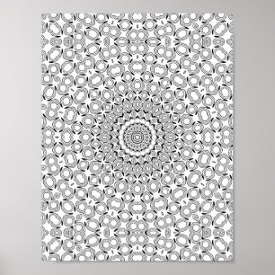 Poster Azulejo Ornado de Seixos em Padrão de Mandala em C