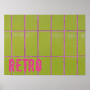 Poster Azulejo Retro Verde 80s 70s 60s Fundo de safra