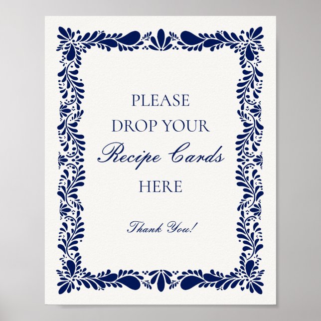 Poster Azulejo Talavera Azul Espanhol Compartilhe uma Rec (Frente)