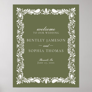 Poster Azulejo Verde Talavera Casamento Espanhol Fiesta B