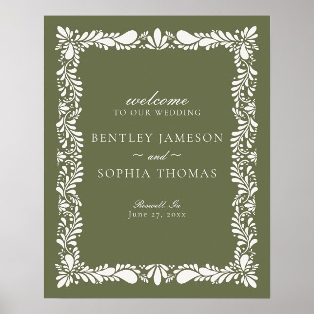 Poster Azulejo Verde Talavera Casamento Espanhol Fiesta B (Frente)