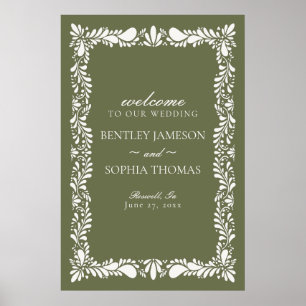Poster Azulejo Verde Talavera Casamento Espanhol Fiesta B