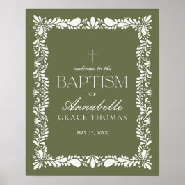 Poster Azulejo Verde Talavera Espanhol Fiesta Baptism Bem